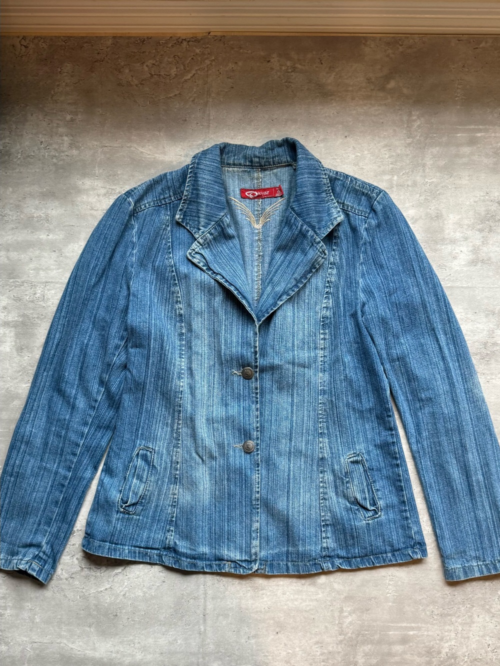 Vintage Blue Jean Jacket - Women's Button-Front Blazer Style